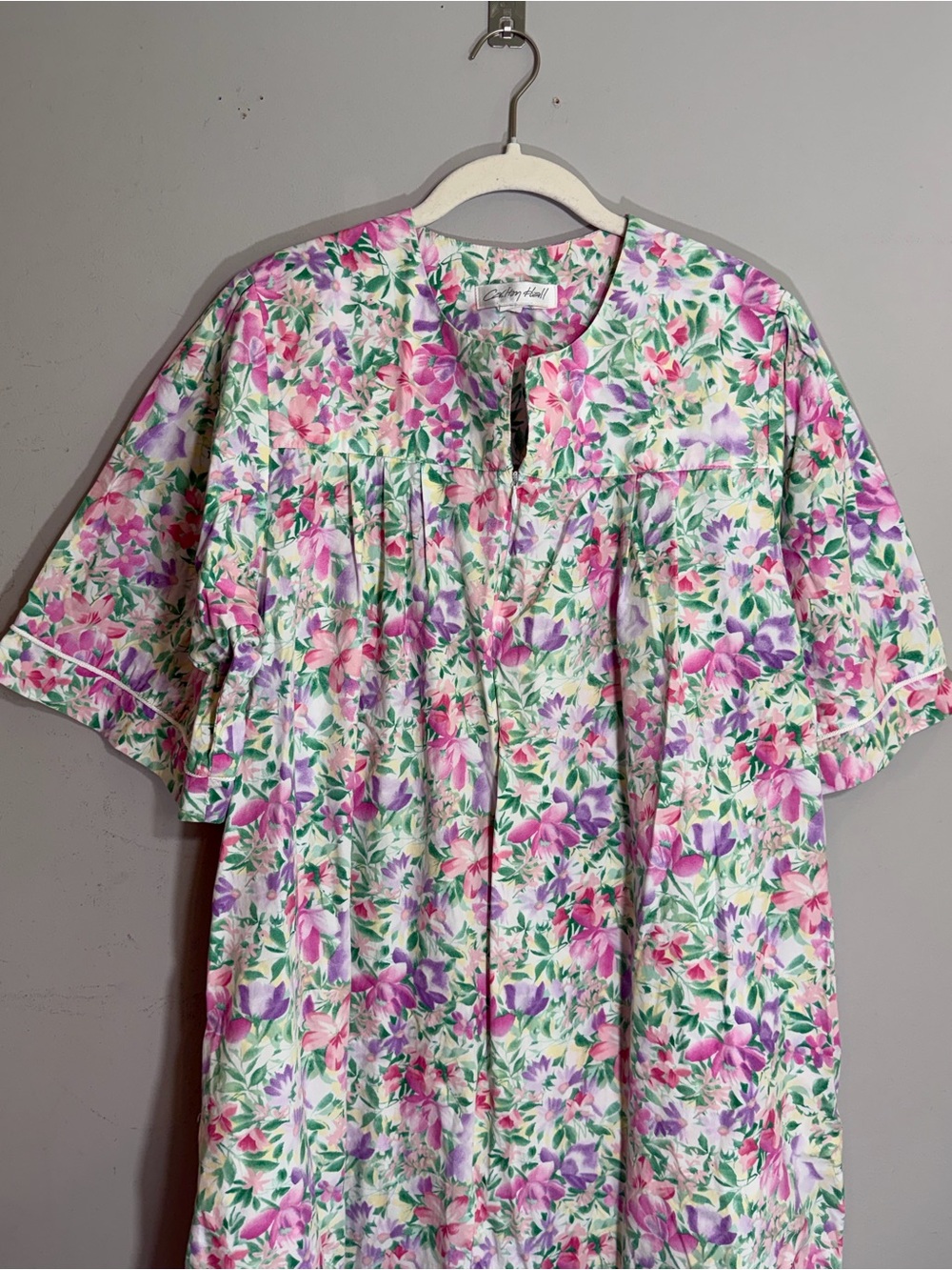 Vintage Carlton Hall 100% cotton floral house coat robe made in USA size large - Picture 2 of 7